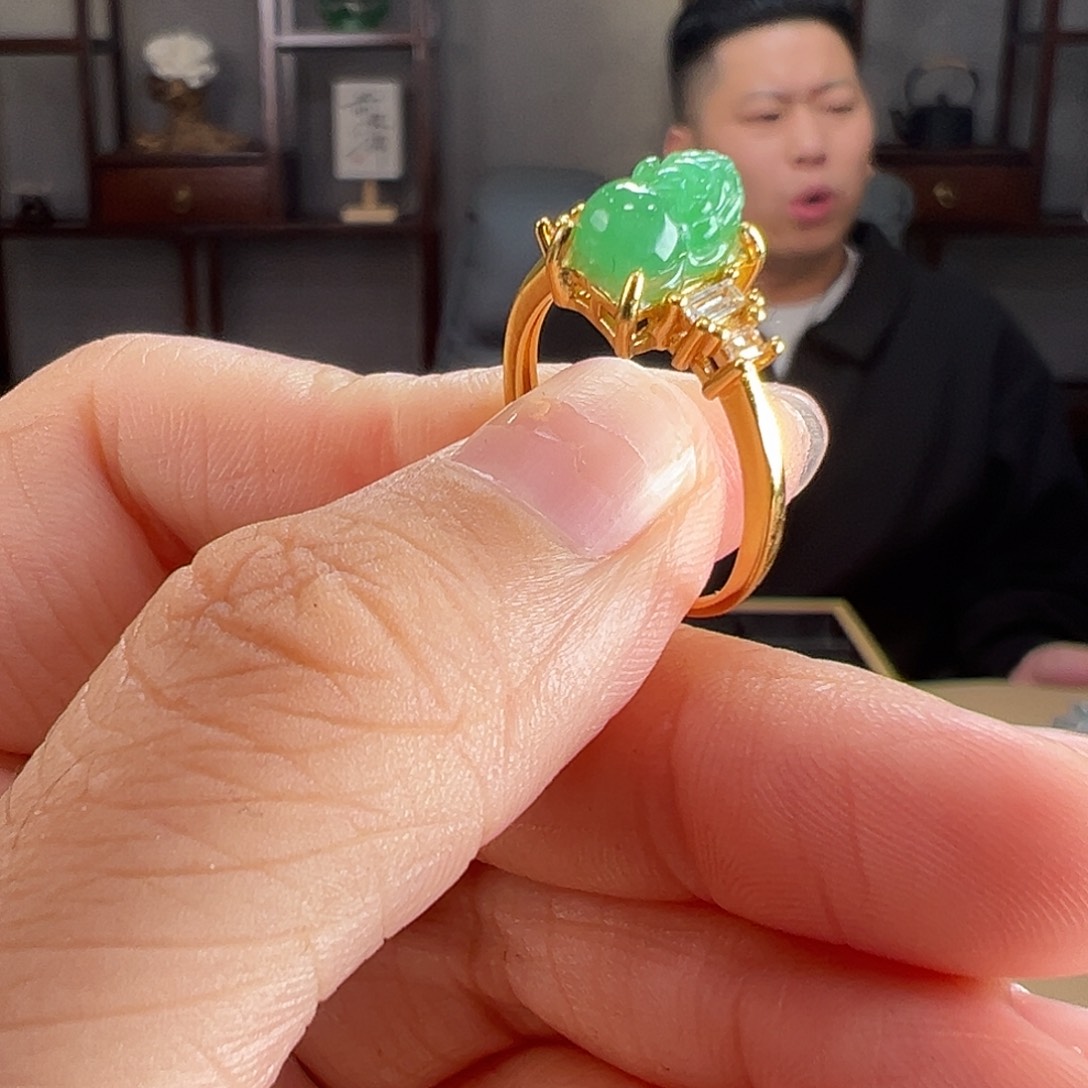 翡翠银S925镶嵌戒指戒指92