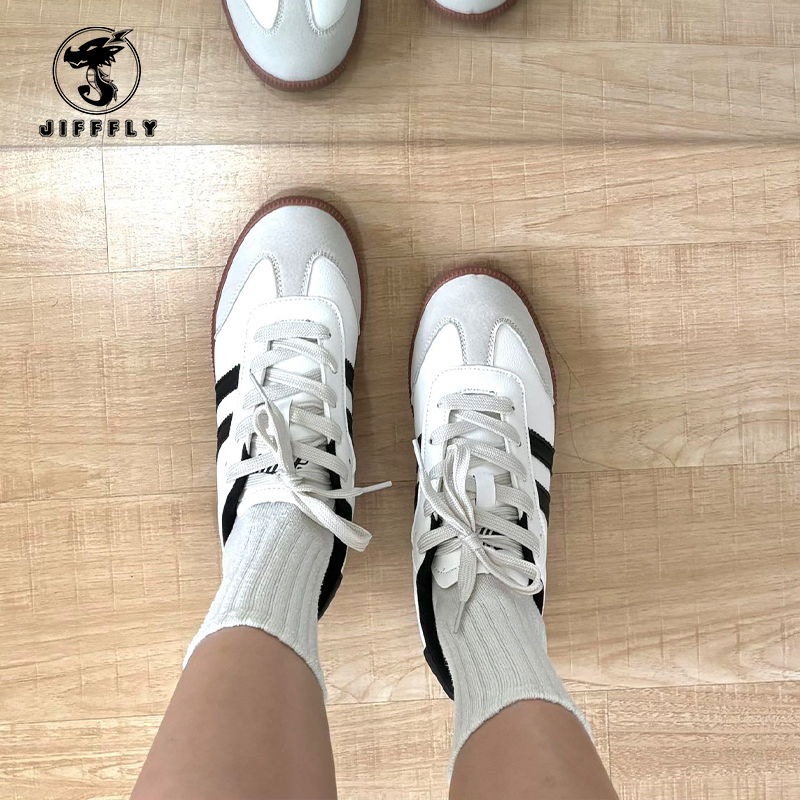 Jifffly春季潮鞋情侣新款百搭休闲国潮板鞋白色复古德训鞋鞋子