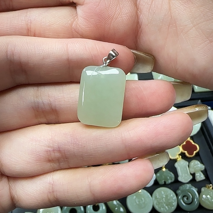 和田玉颈饰银S925镶嵌