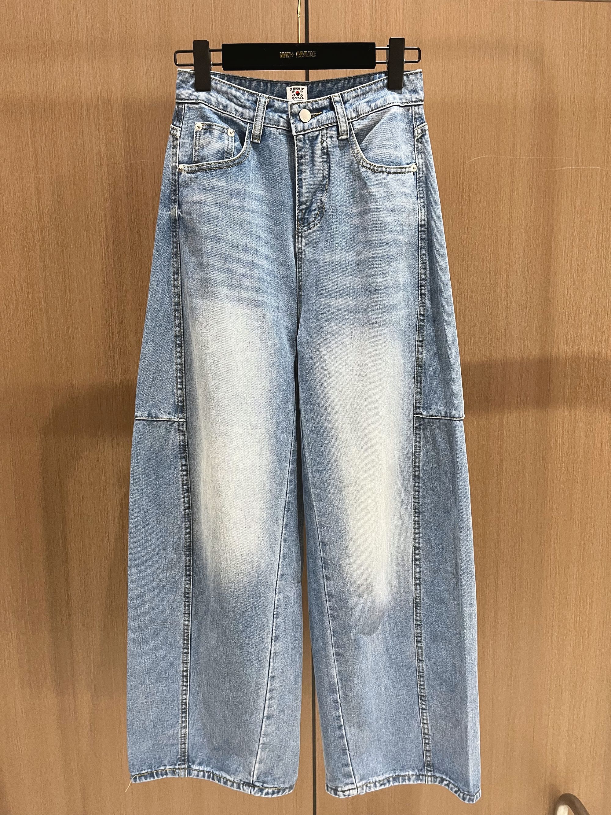 韩系设计感百搭宽松个性高腰修身显瘦牛仔裤