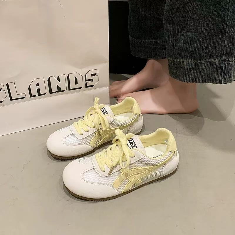 C939-3黄德训鞋女2025新款夏网面透气小白鞋百搭阿甘鞋减震运动鞋