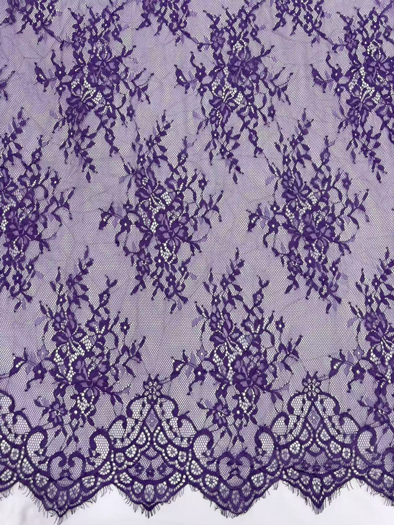 高档柔软舒适睫毛蕾丝双层皱皱纱布料可用于婚纱礼服 616