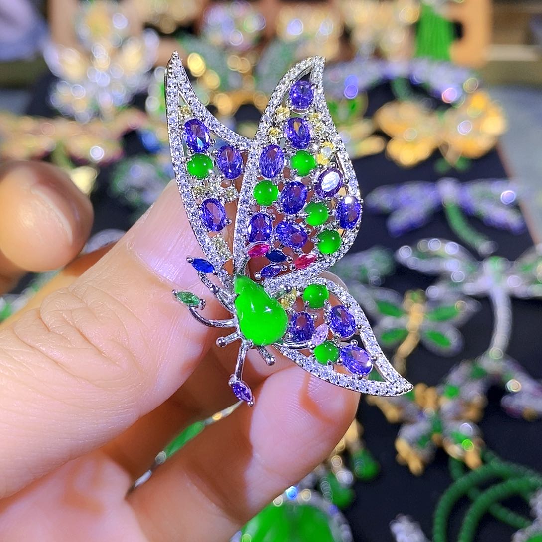 吊坠(不含链)银S925镶嵌翡翠