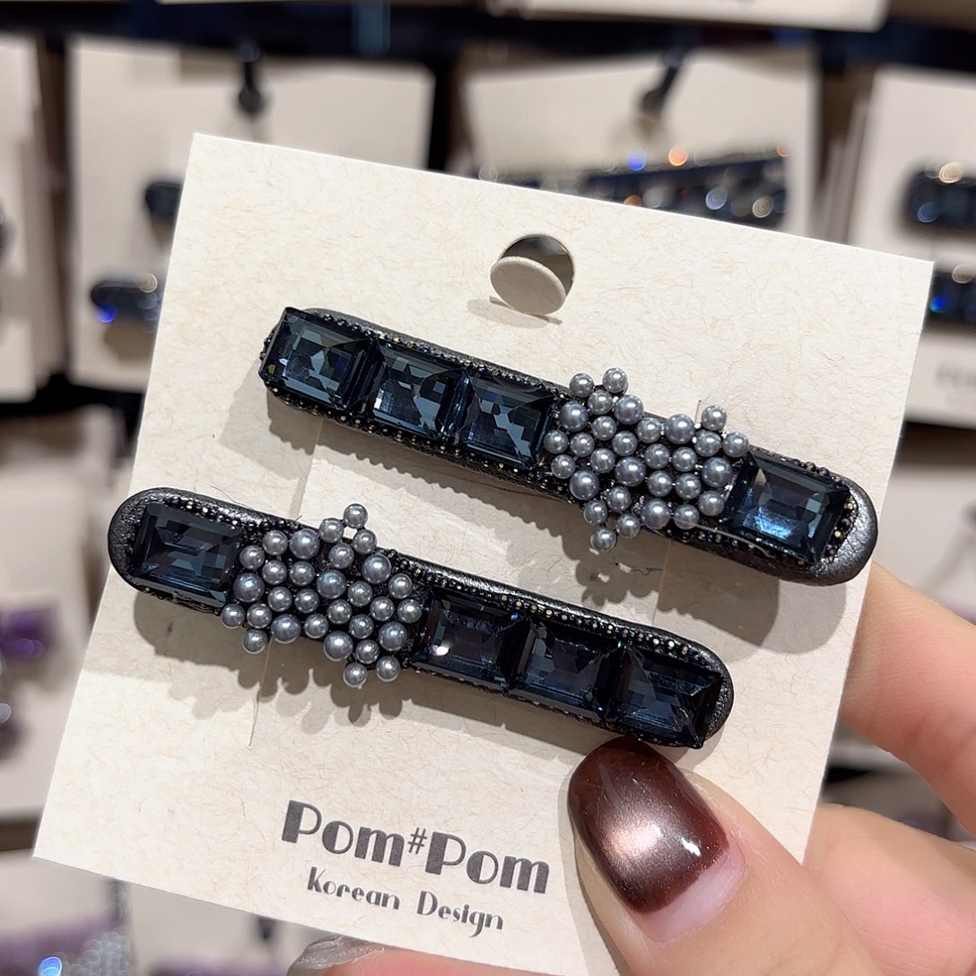 布艺铁合金蓝色爱心压夹一对