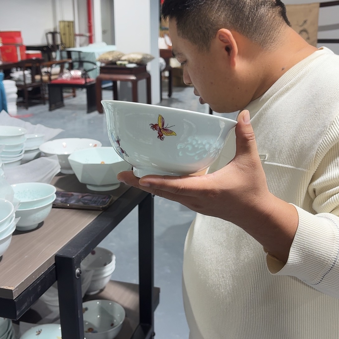 杯景德镇珐琅彩影青面碗2个