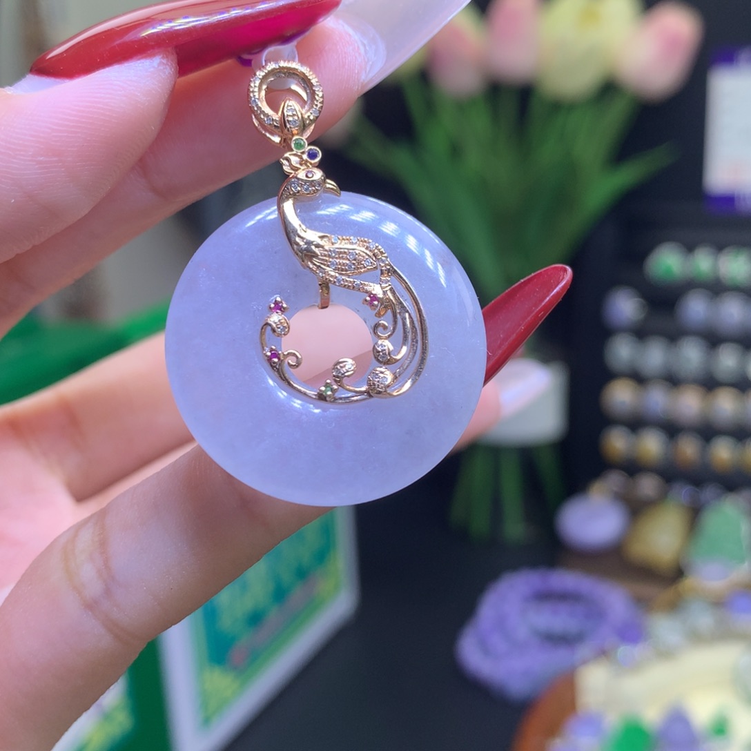 翡翠颈饰18K金镶嵌天然