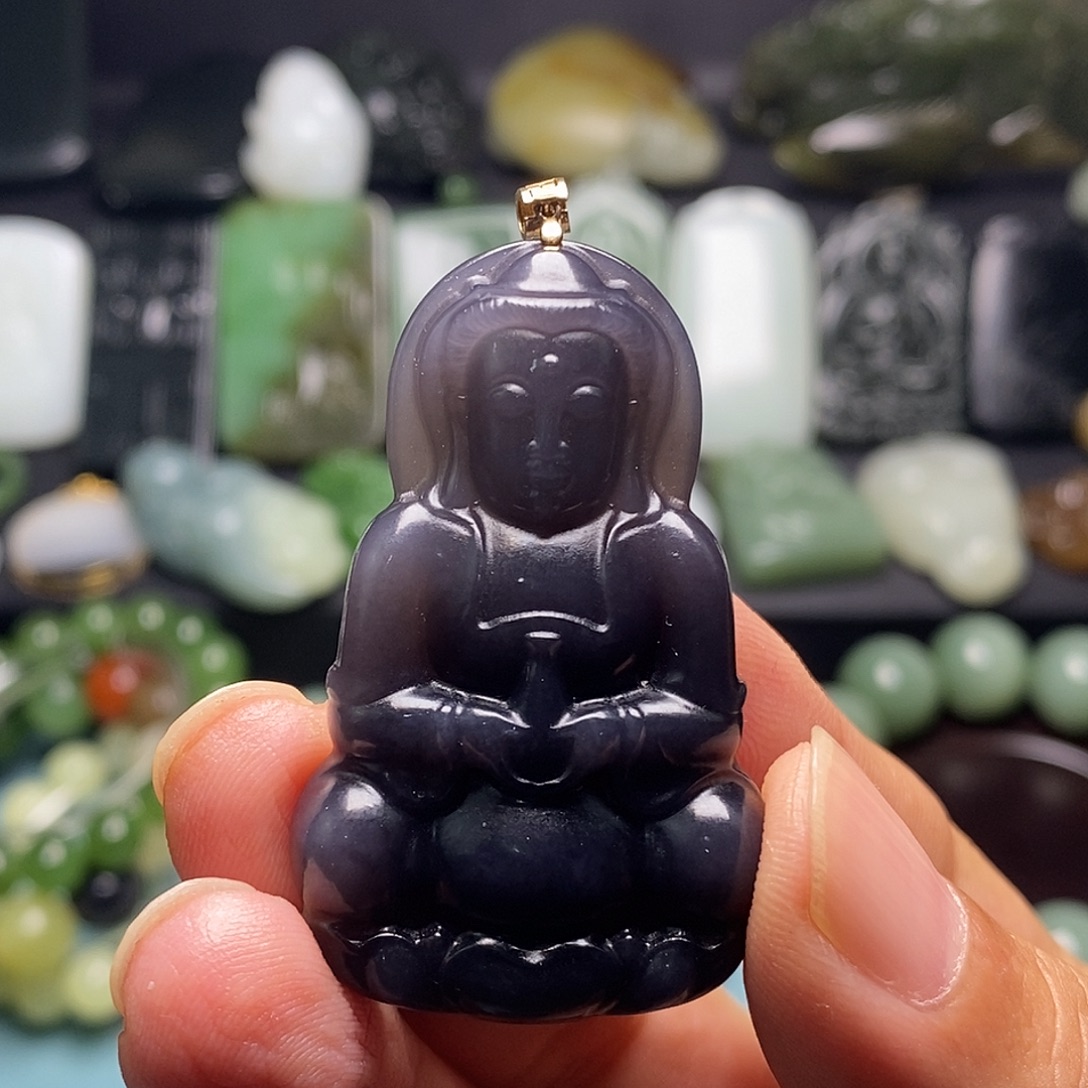 和田玉18K金镶嵌颈饰