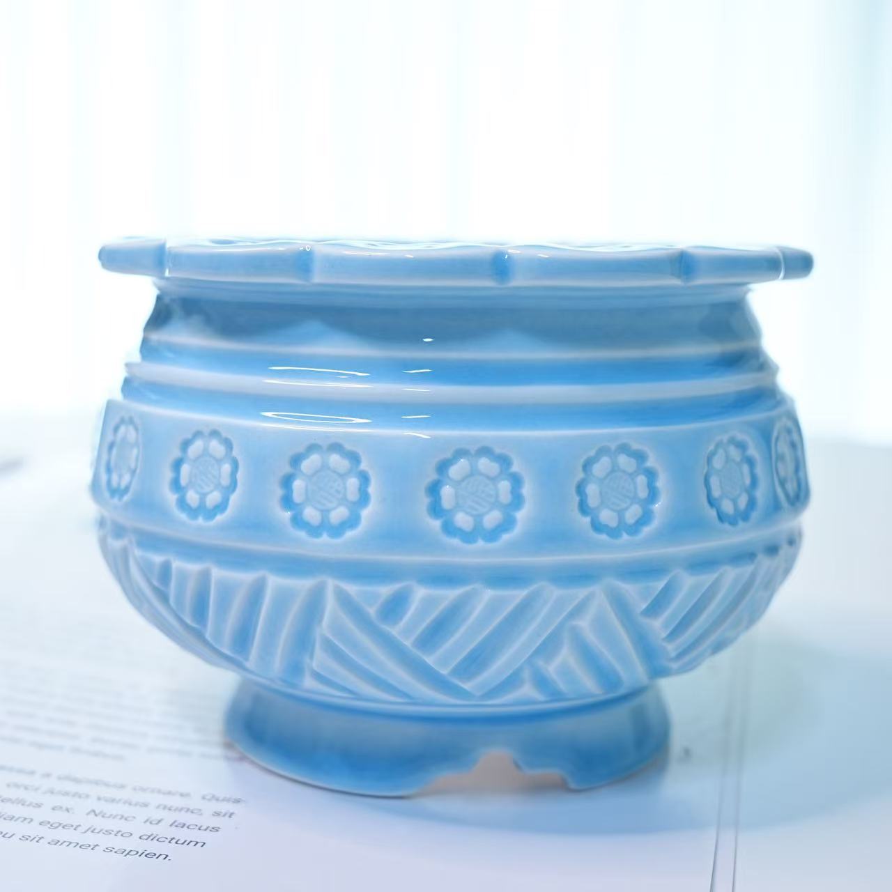 景德镇手工印章多肉植物花盆清新精致东云内口7.5厘米外高7厘米