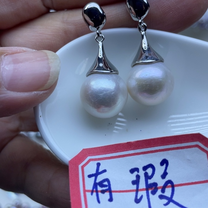 银S925镶嵌淡水珍珠耳饰