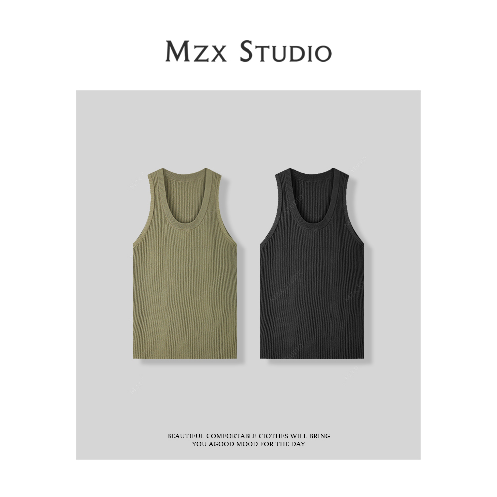 MZX 夏季竖条纹理肌理感柔软无袖背心BX8352-A