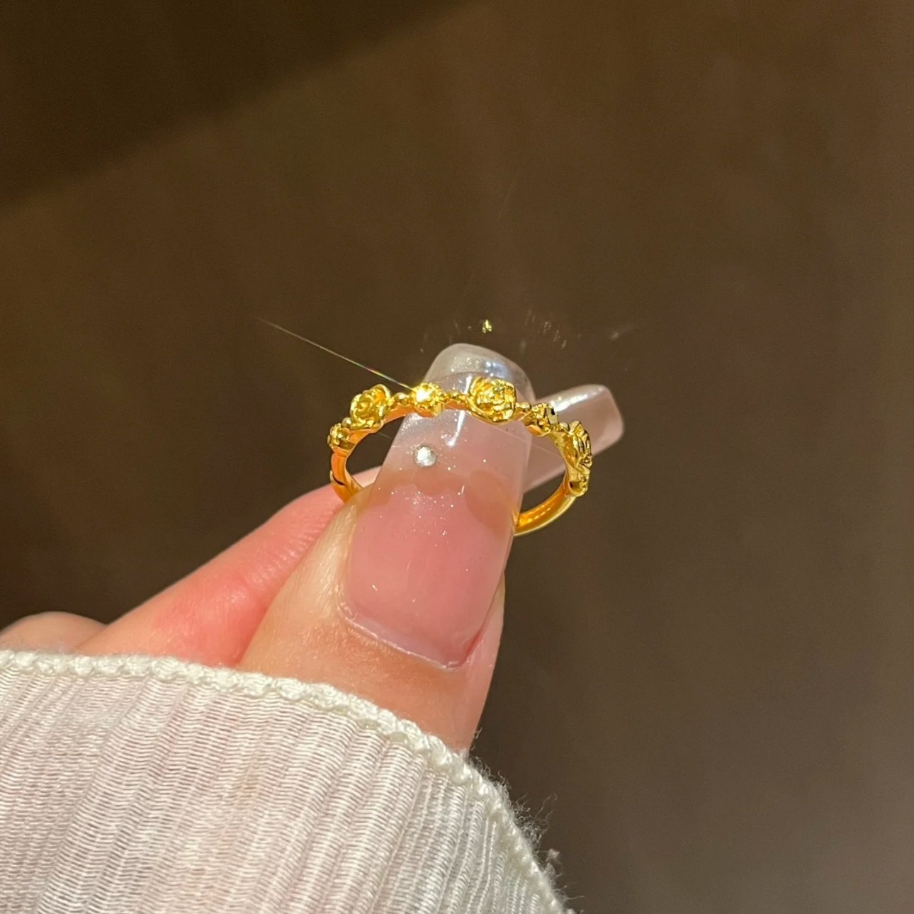 钛钢戒指 时尚玫瑰可调节戒指