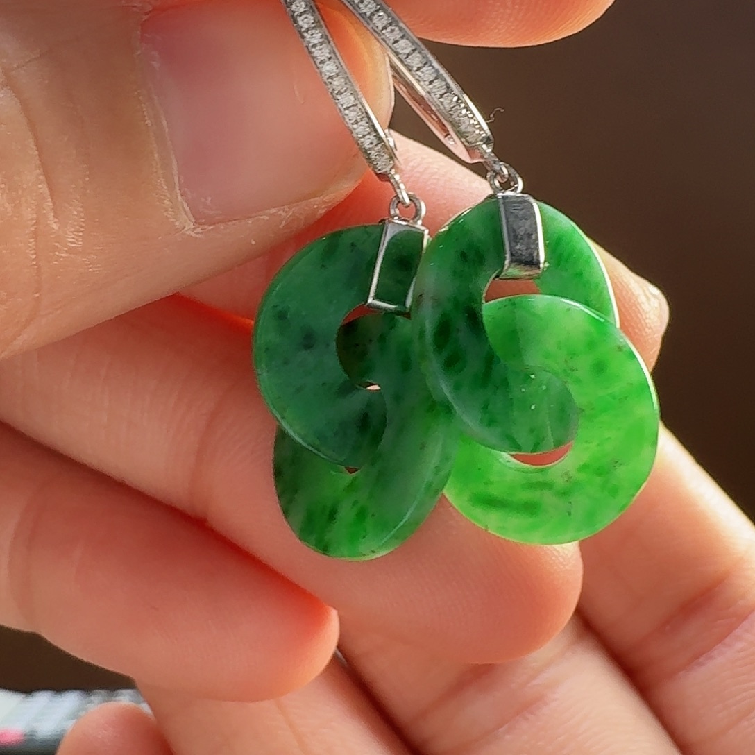 翡翠耳饰18K金镶嵌耳饰18