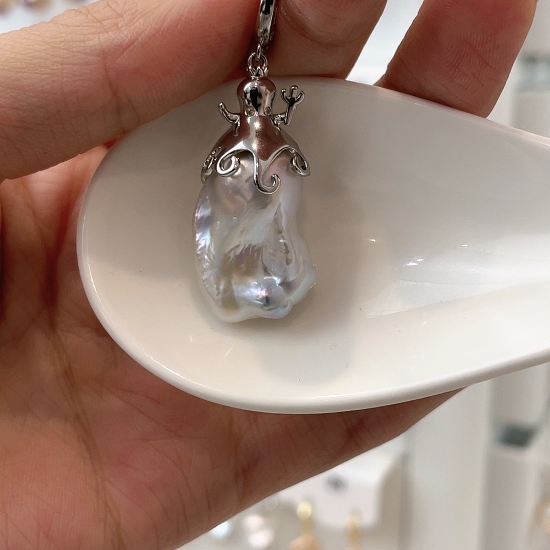 淡水珍珠天然珍珠巴洛克银S925镶嵌