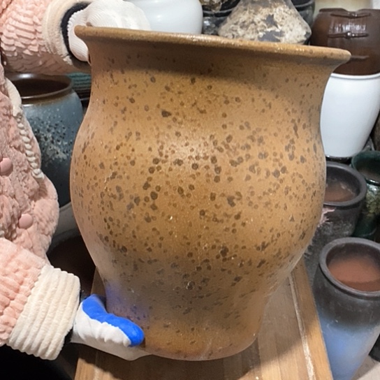 紫砂花盆口29高33，黄点