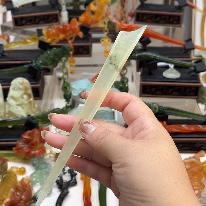 蛇纹石玉岫玉发簪未镶嵌