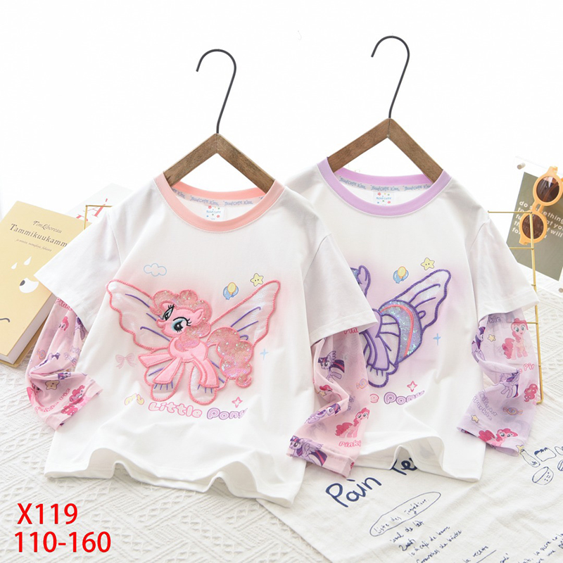 2025新款儿童卡通短袖T恤薄款时尚冰袖花边袖短袖T恤