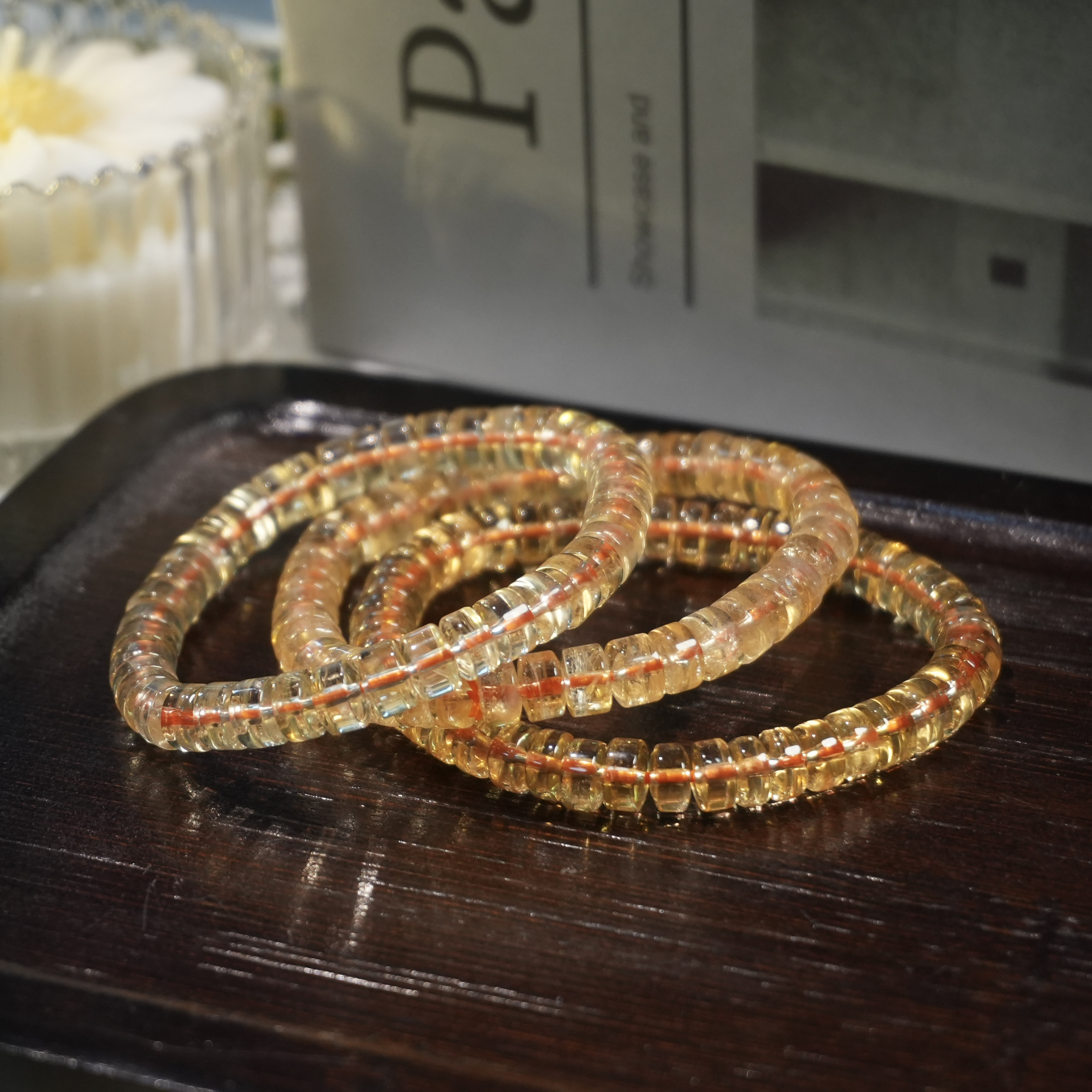 【书记甄选】天然黄水晶直切单圈手链 多样性发一件 约7mm GD4383