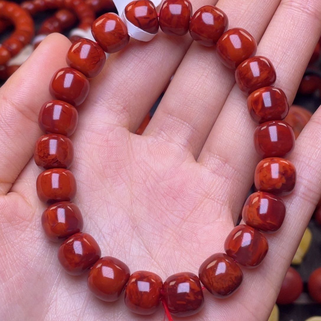南红玛瑙其他未镶嵌10mm收藏级瓦西牛血火焰老型手串