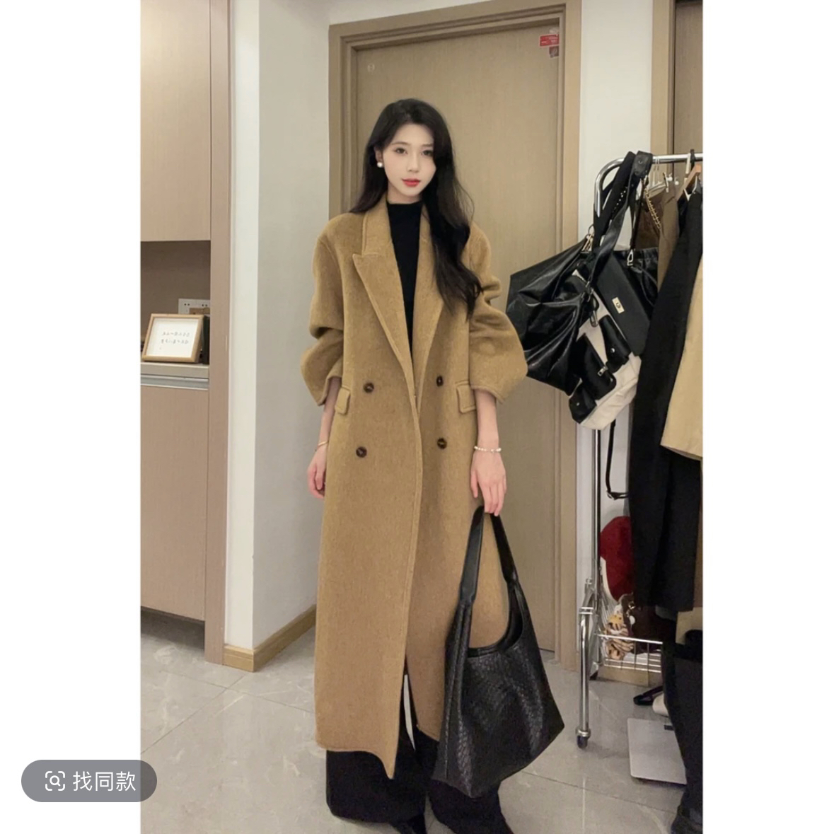 【夏夏专属】【苏黎世】韩单正肩袖无垫肩巨显瘦加厚超长绵羊毛大衣