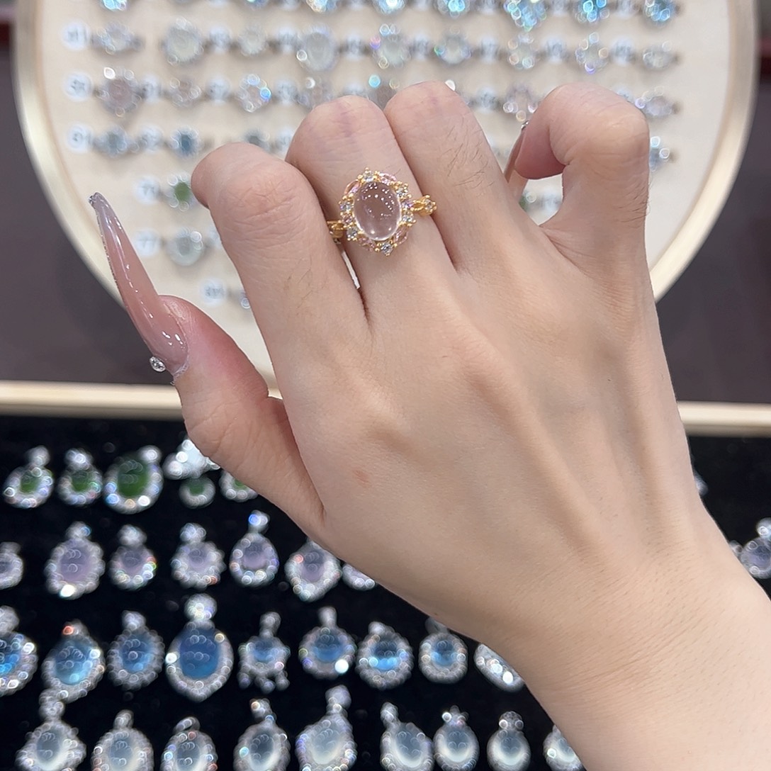 戒指银S925镶嵌芙蓉石