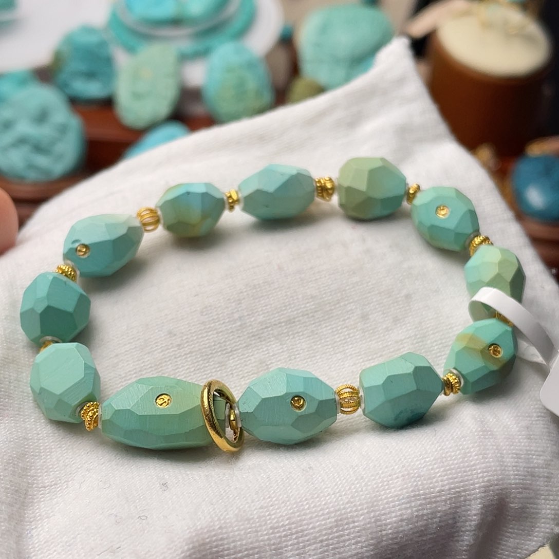 绿松石珠宝半成品18K金镶嵌