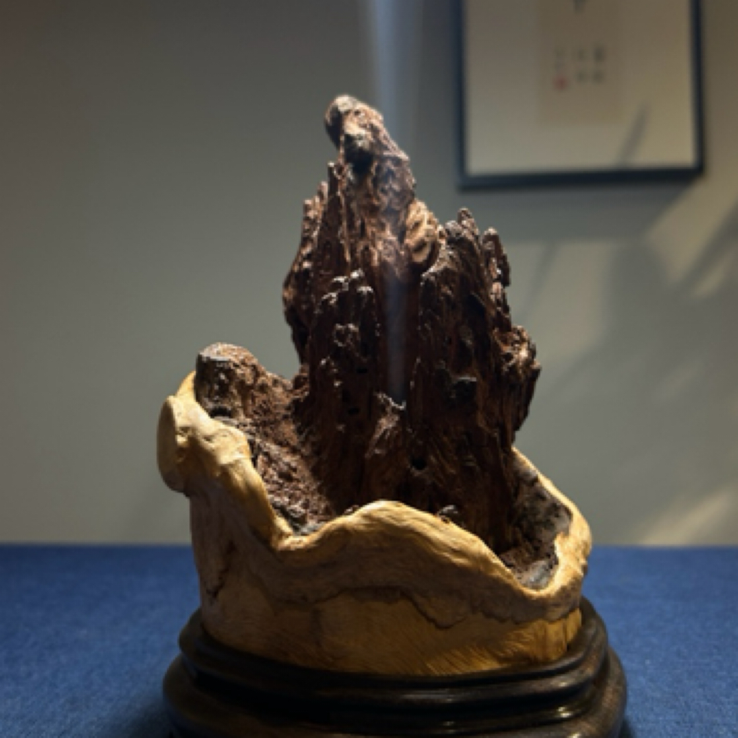 荔枝木随形一体熏香炉摆件