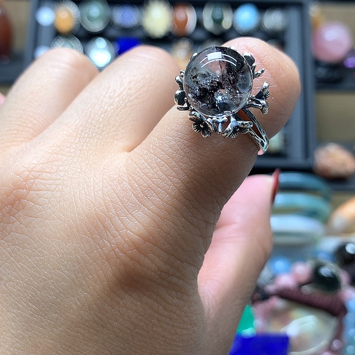 水晶水晶戒指银S925镶嵌