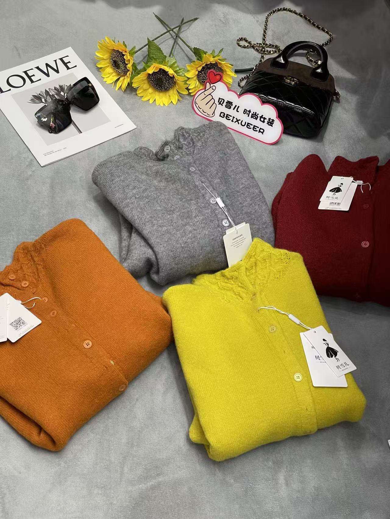 贝雪儿  #569 新款时尚洋气百搭袖口镂空针织衫