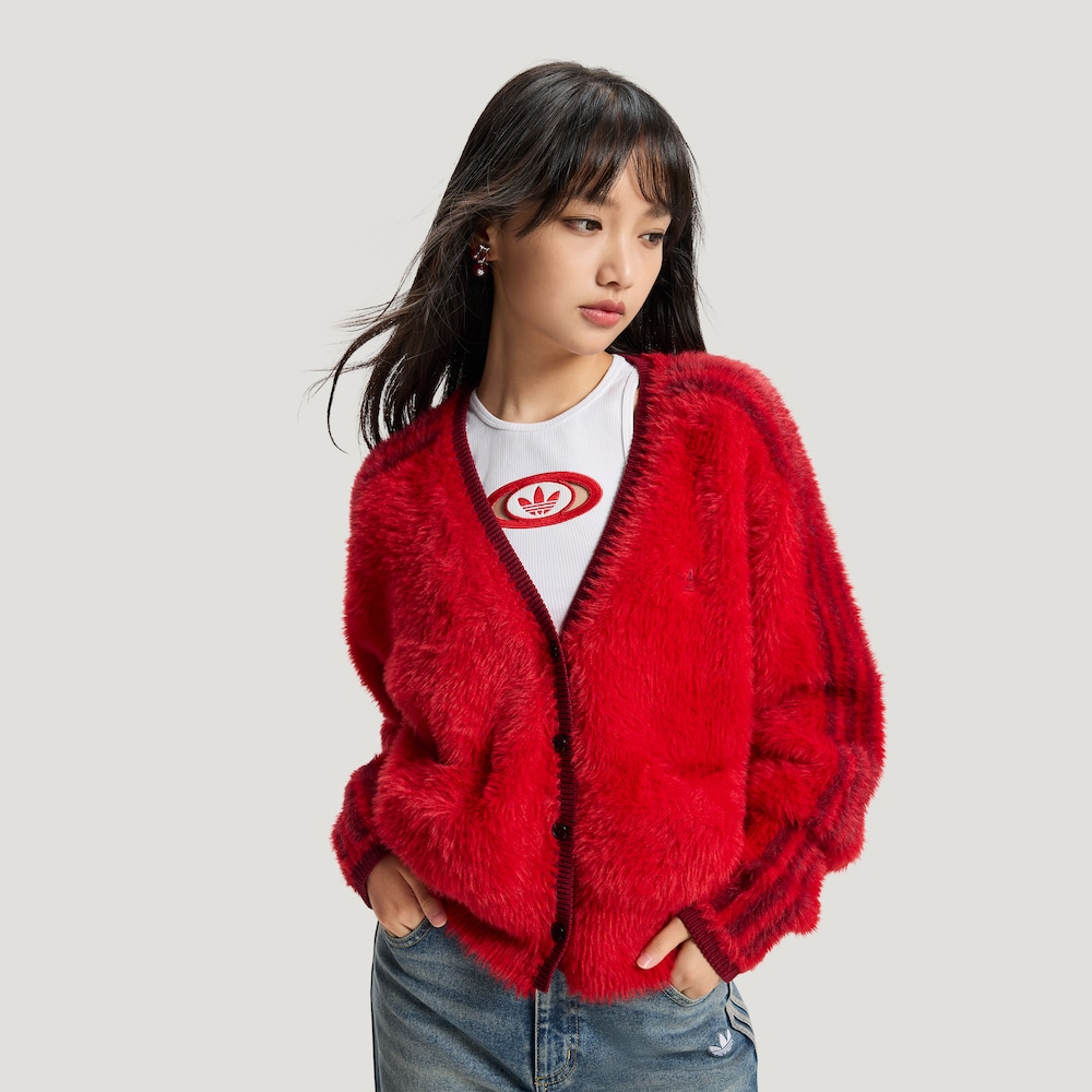 XPAdidas三叶草新年款慵懒风针织运动毛衣开衫外套 KT3171 KT3170