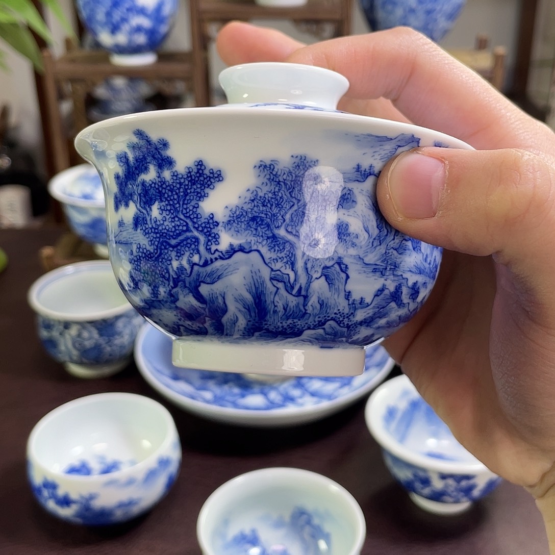 ¥***¥陶纯手工手绘重工山水