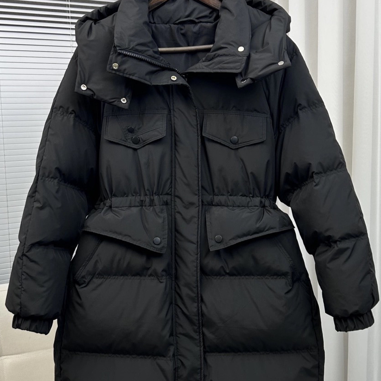 邹先森7788-55 中长款过膝连帽收腰女冬季韩版宽松显瘦外套