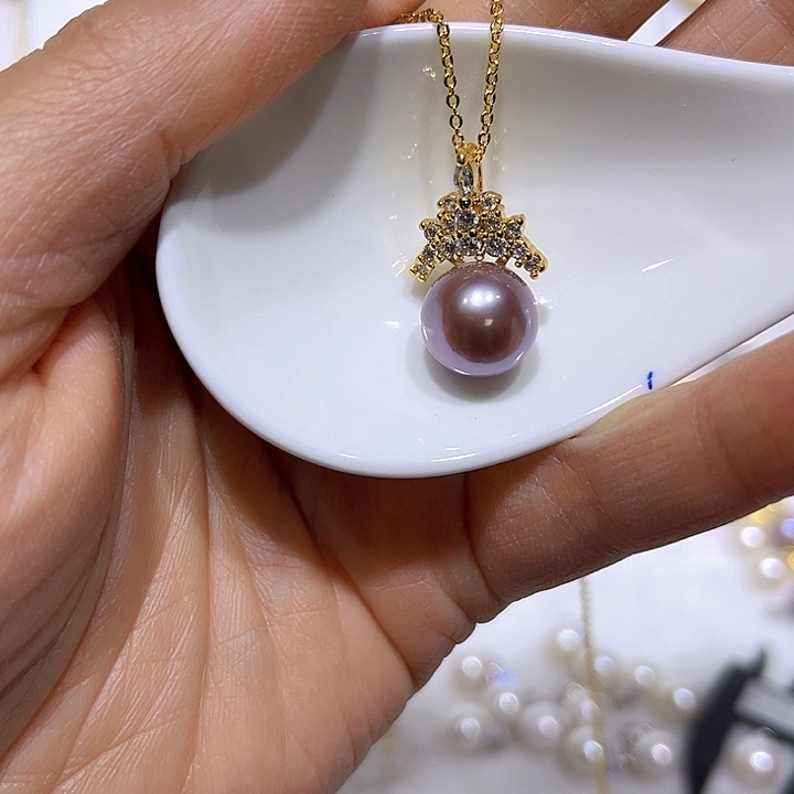 淡水珍珠紫珠金色冰雪女王吊坠未镶嵌