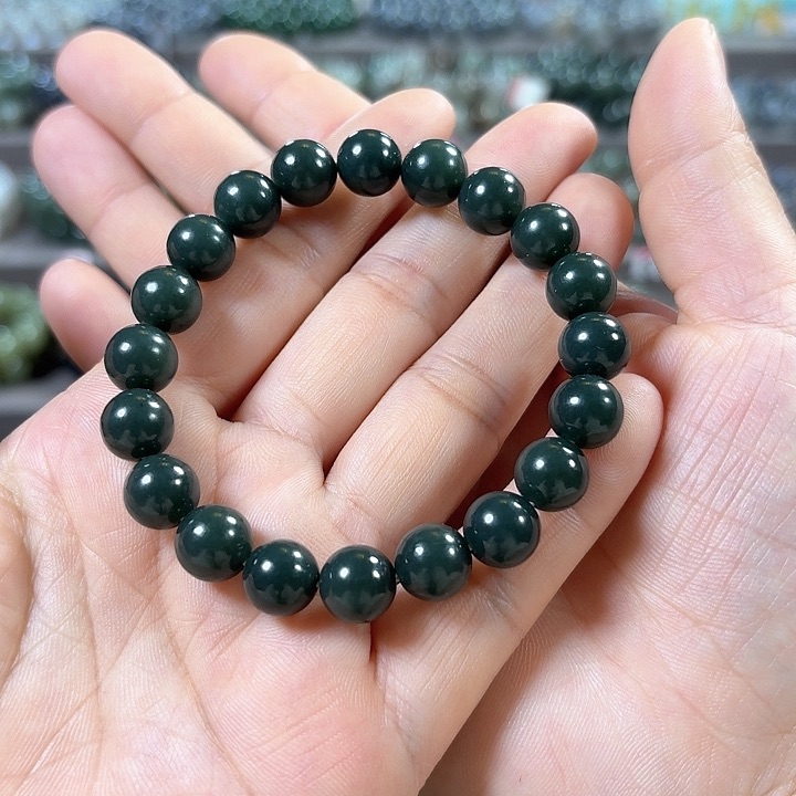 和田玉手链未镶嵌新疆且末蓝卡10