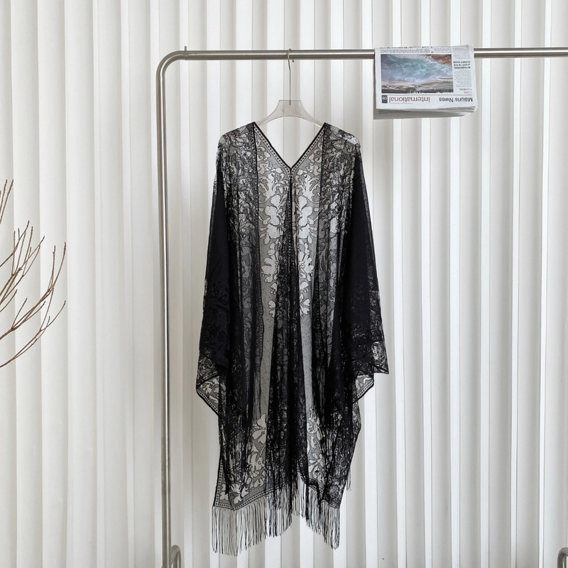 蕾丝防晒披肩纯色旗袍披肩新款蕾丝春夏仙气飘逸时尚披肩百搭薄款