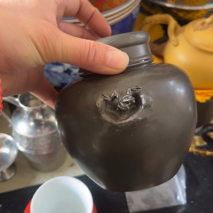 蜜安罐瓷香炉锡茶则