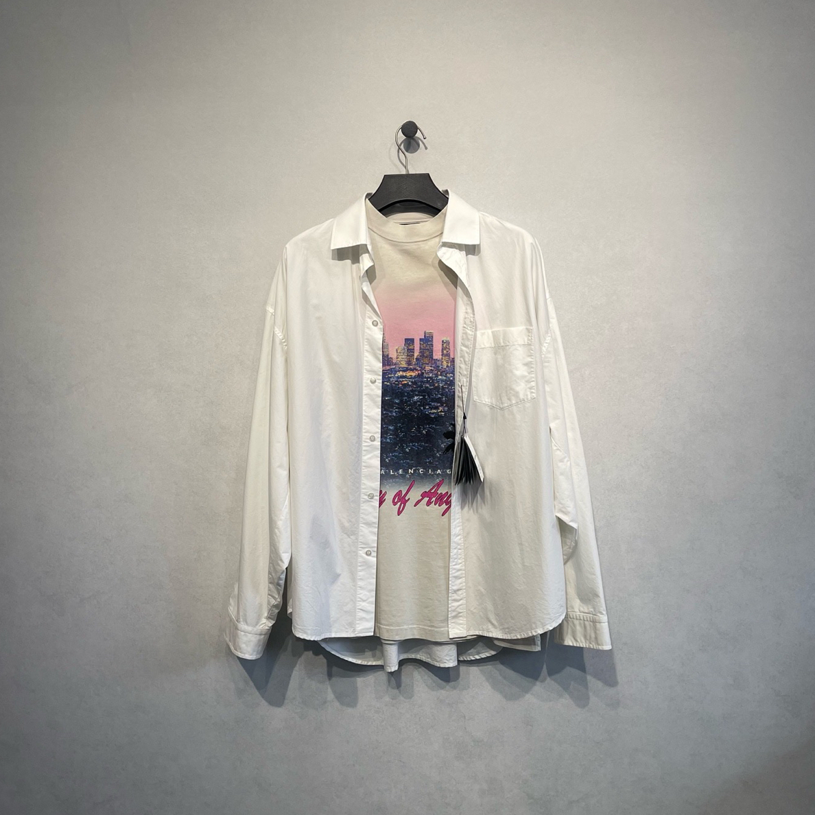 未使用 Balenciaga/巴黎世家  洛杉矶夜景印花假两件外套/3码