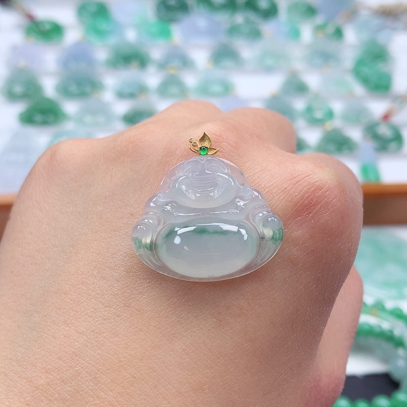 【闪购商品】翡翠吊坠(赠链)18K金镶嵌