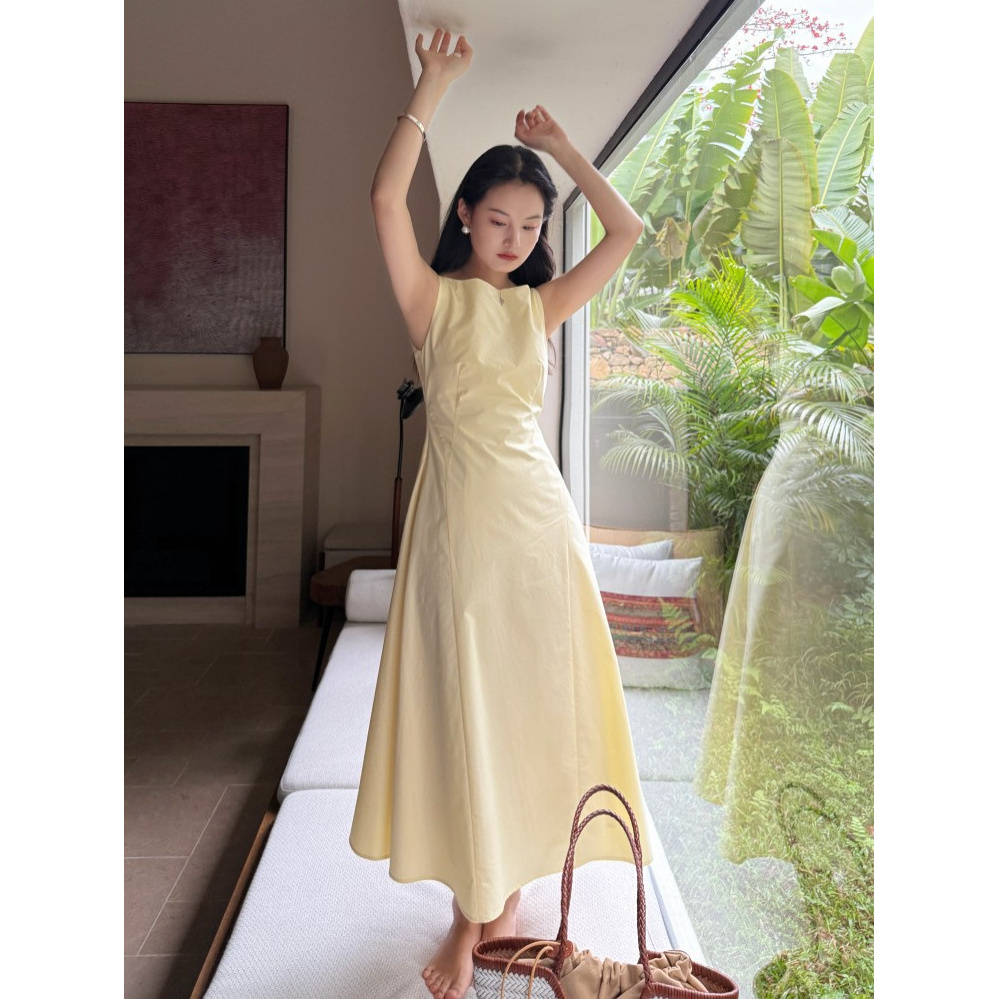 极简法式优雅不规则吊带裙 2025春夏DIGM收腰显瘦连衣裙女