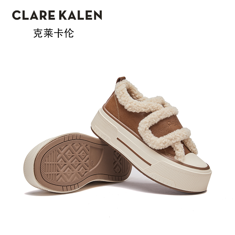 【英国CK】100-150冬季耐磨魔术贴学院风时尚休闲鞋秋季加绒圆头