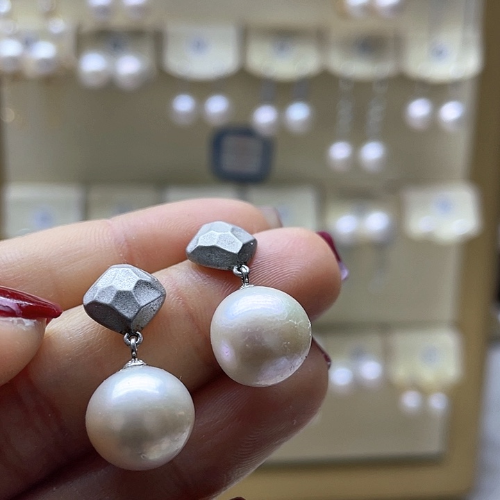 淡水珍珠耳饰银S925镶嵌