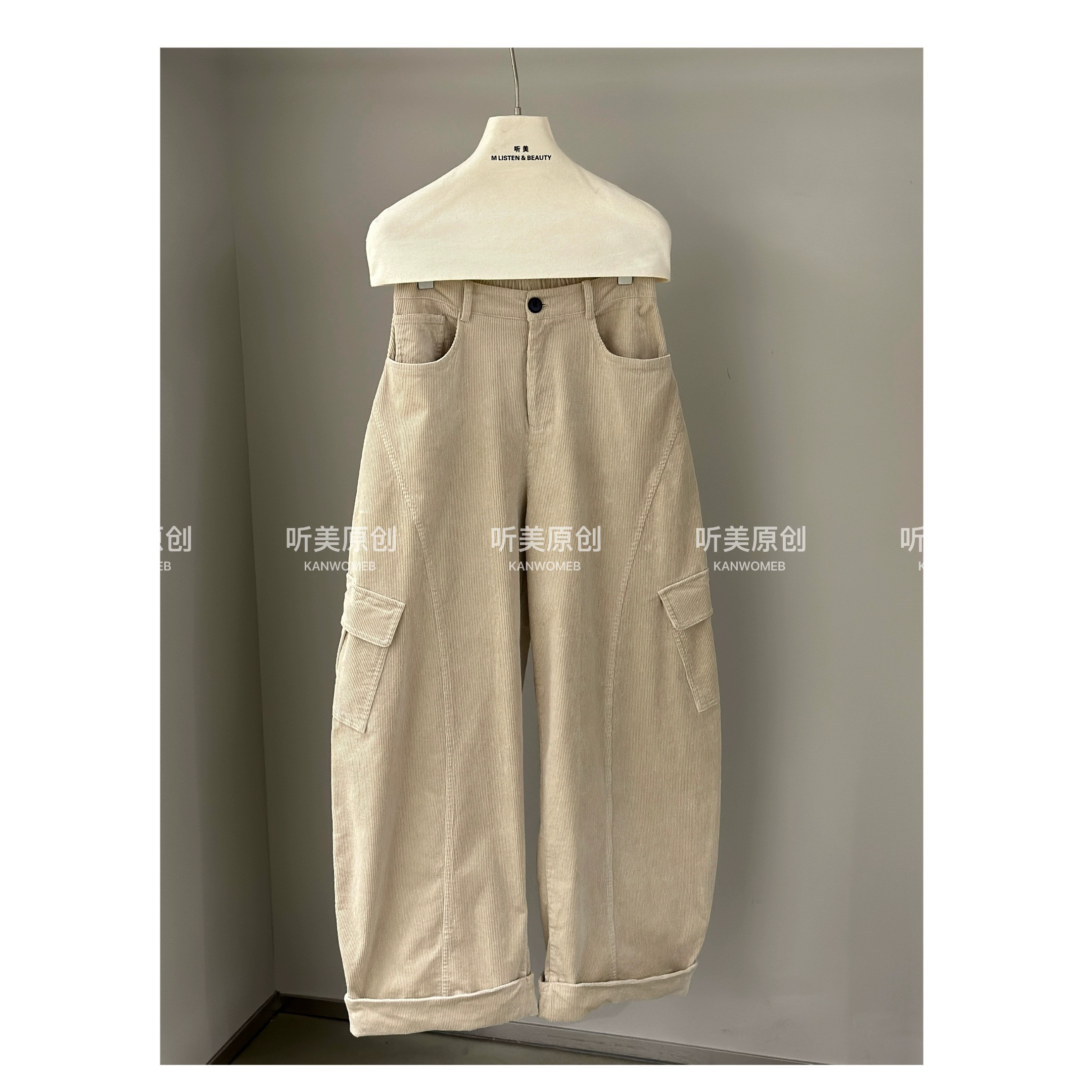 【听美·媚儿】原创 灯芯绒松弛感弯刀休闲裤