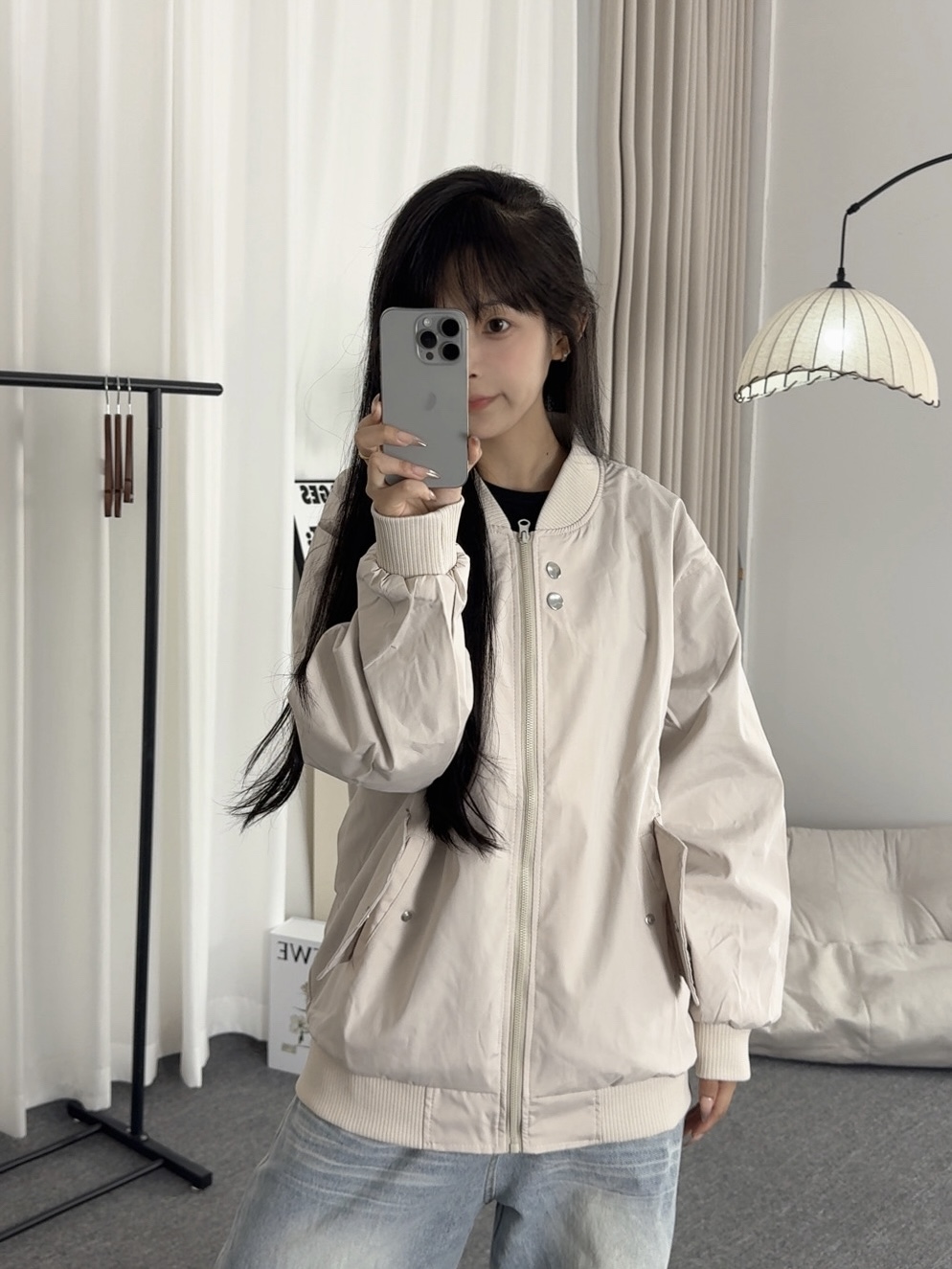 MODULKASTEN美式复古棒球服外套女秋季宽松休闲工装飞行服夹克