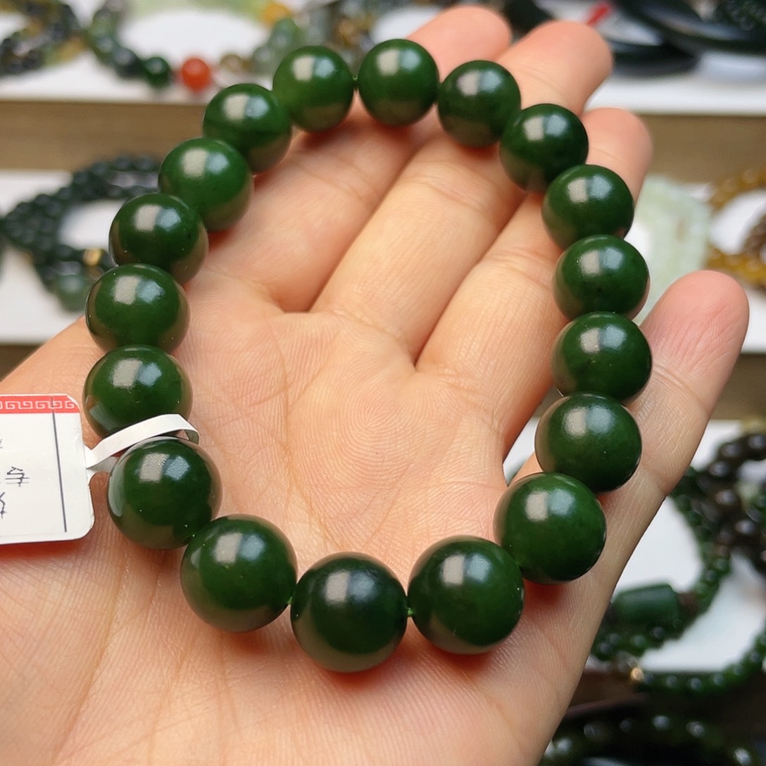 和田玉手串卡12未镶嵌玛**贝