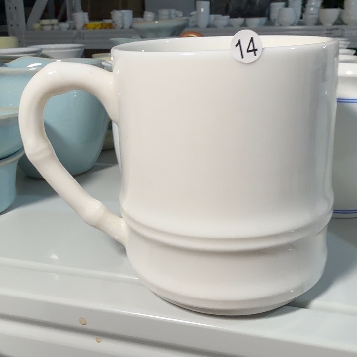 羊脂玉竹节把手大容量水杯