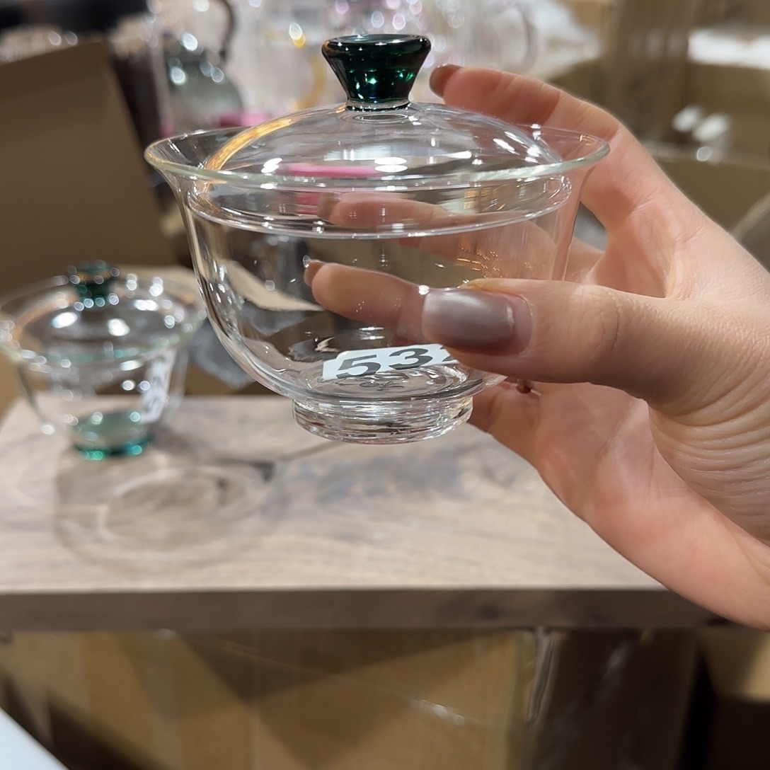 532高硼硅玻璃杯周边盖碗孤品