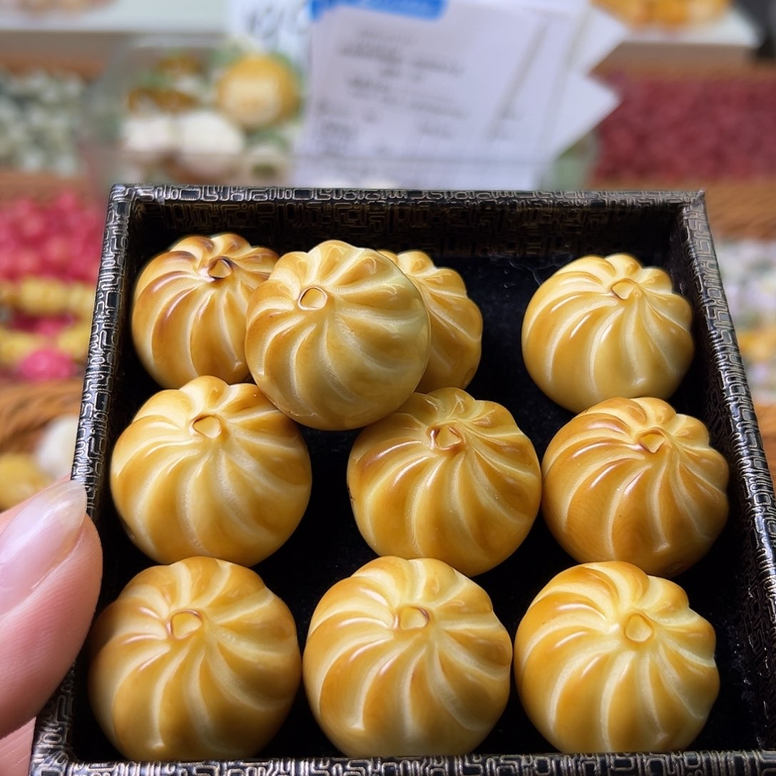 菩提根/象牙果手串瑕疵炭烧包子10颗有裂