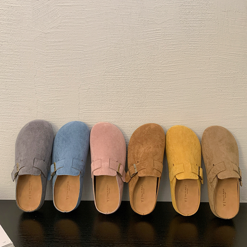 糖果色小众复古厚底包头拖鞋女外穿2025年新款春秋懒人勃肯拖鞋女