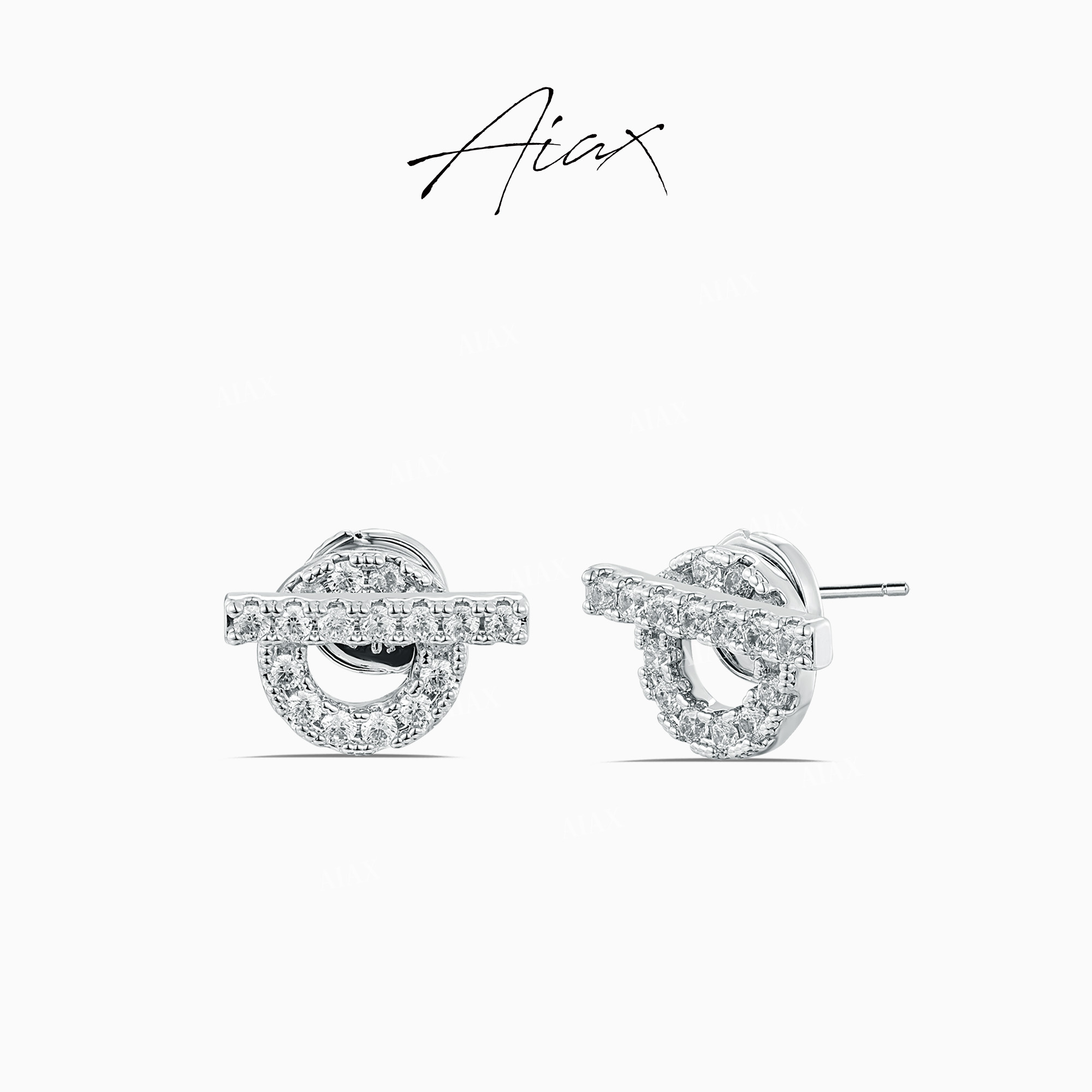 AIAX 镀K金 法式奢华气质设计百搭简约字母小Q耳环TSL1036