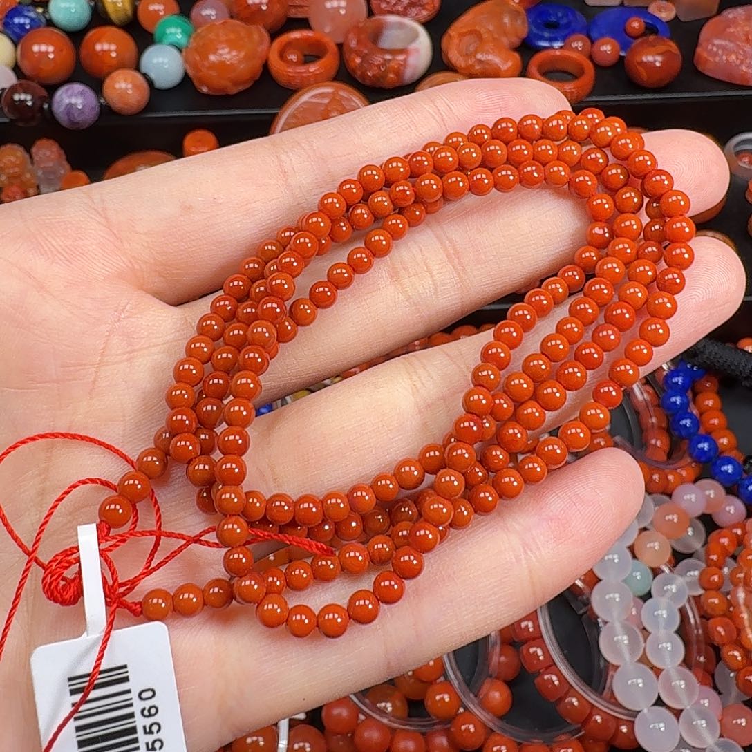 南红玛瑙未镶嵌小米珠3.9mm