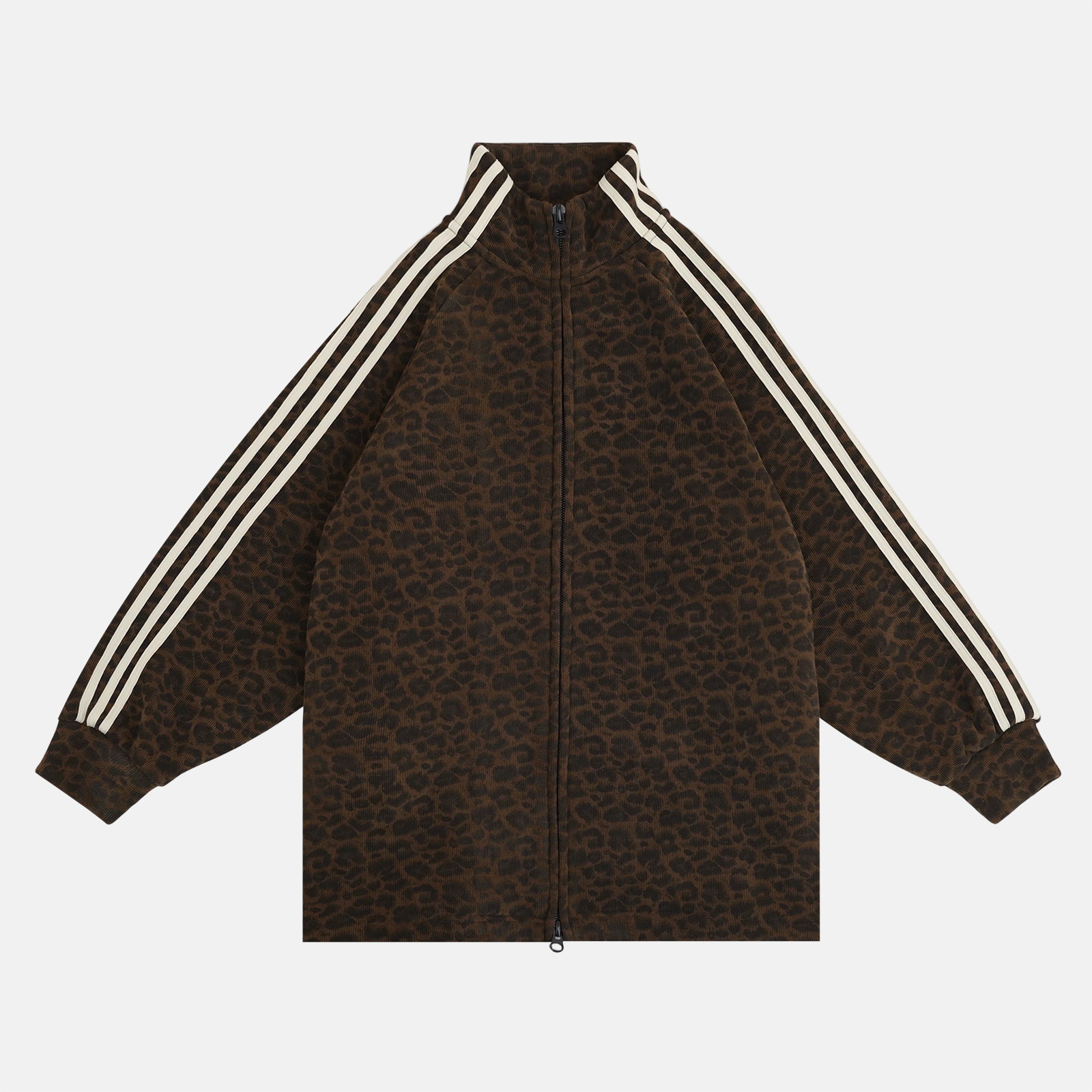 GGAHOLIDAY秋冬运动休闲宽松时尚豹纹立领中长款加绒外套-154191